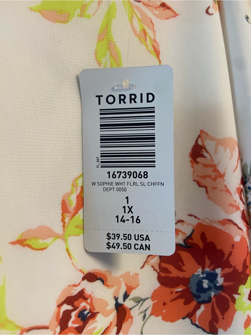 NWT Torrid Sophie Chiffon White and Floral Cami | Size 1X (14/16) - Picture 4 of 9